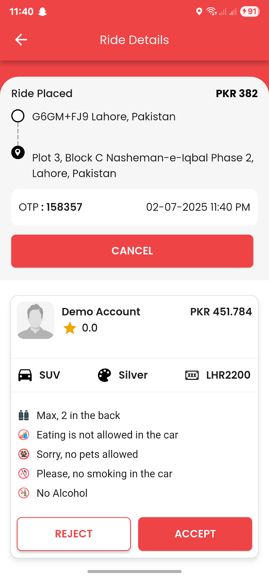 SastiSawari passenger ride details